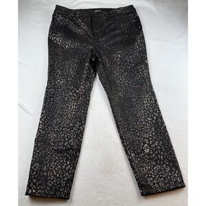 Chico's Black Gold Shimmer Leopard Print Jeggings Petite Pants Size 14P